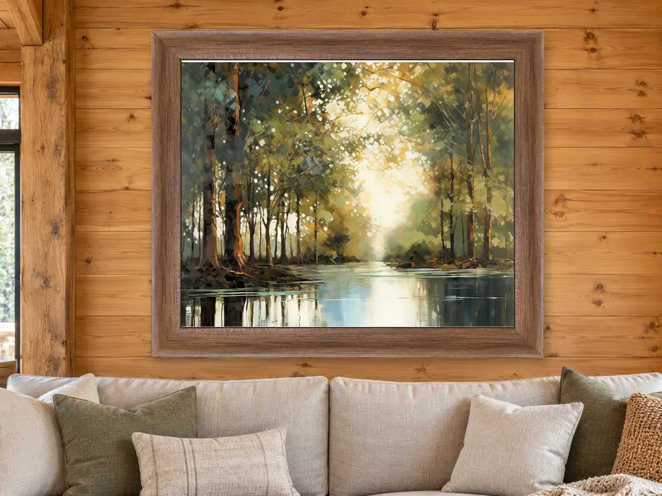 Open Perspective Tree Landscape Framed Wall Art framed on a wall