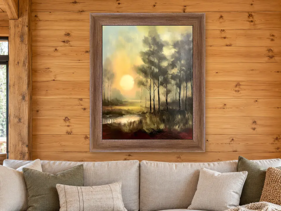 Quiet Reverie Landscape Framed Wall Art framed on a wall
