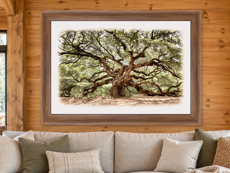 Gentle Muse Oak Tree Framed Wall Art framed on a wall