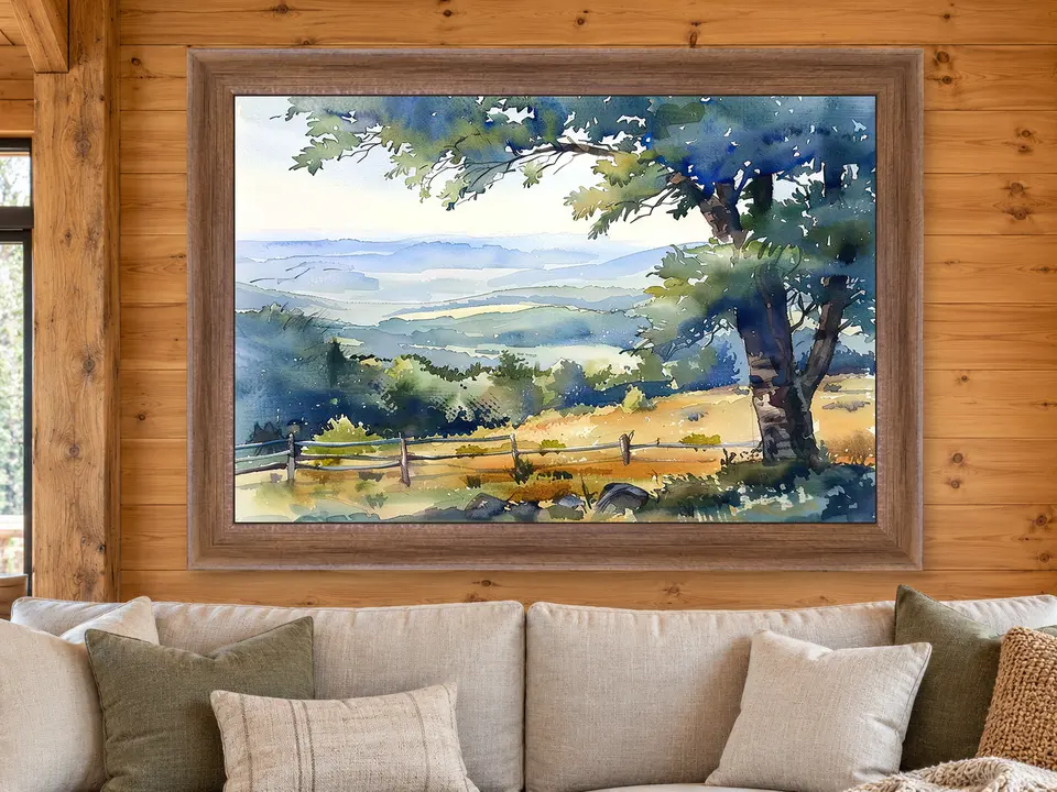 Quiet Repose Landscape Framed Wall Art framed on a wall
