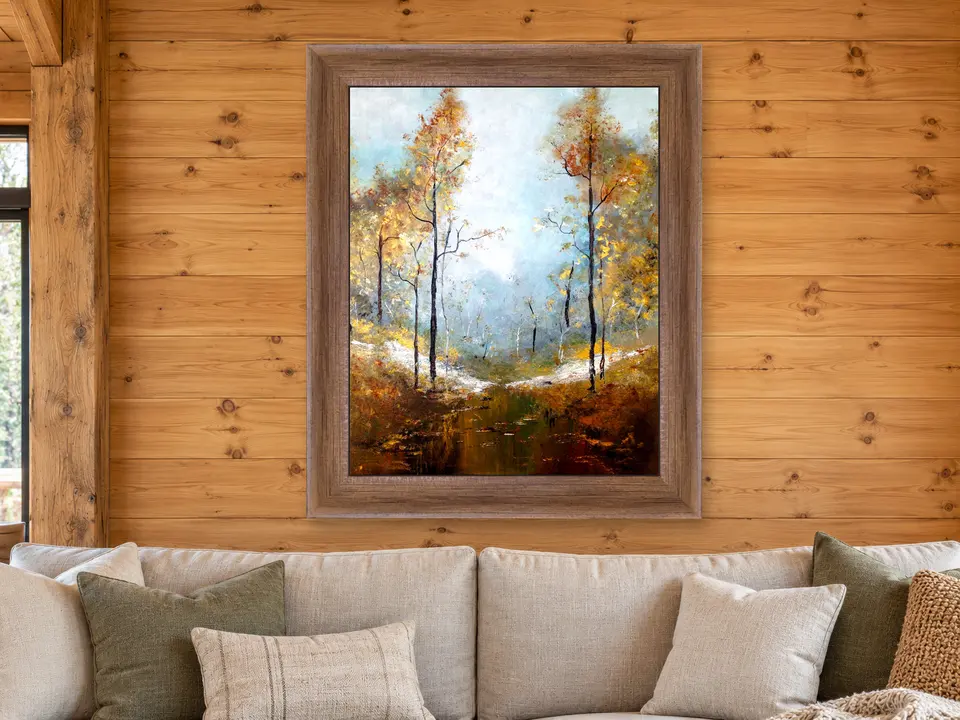 Calm Breeze Landscape Framed Wall Art framed on a wall