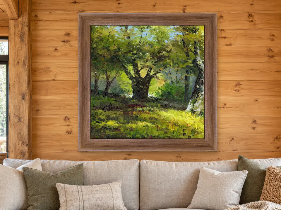 Open Cadence Forest Landscape Framed Wall Art framed on a wall