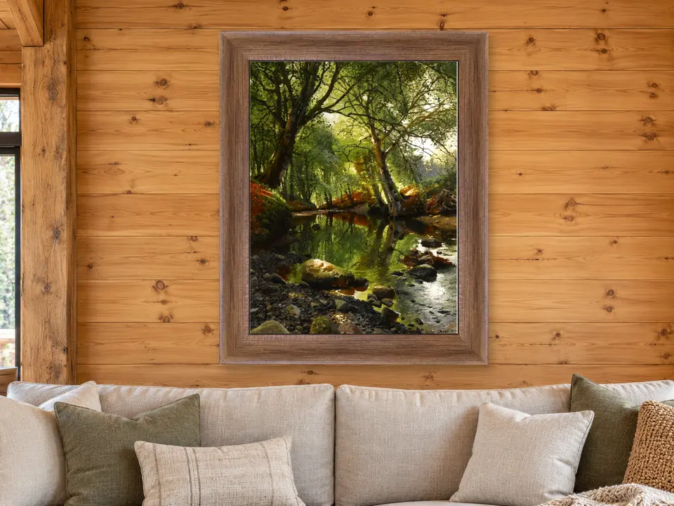 Open Elegance Landscape Framed Wall Art framed on a wall