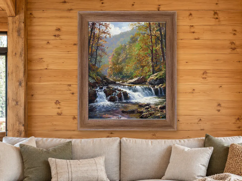 Tender Echo Forest Creek Framed Wall Art framed on a wall
