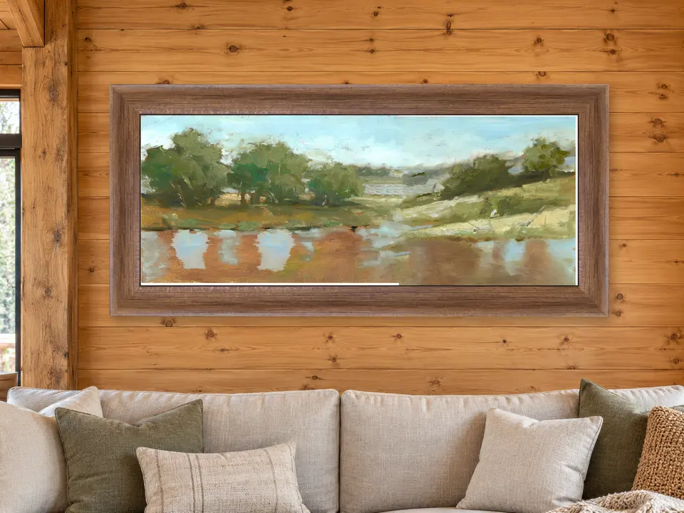 Hidden Cadence Woodland Landscape Framed Wall Art framed on a wall