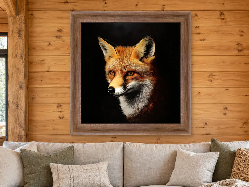 Quiet Vista Red Fox Framed Wall Art framed on a wall