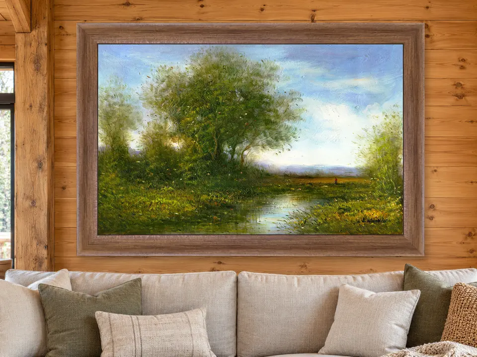 Peaceful Whisper Landscape Framed Wall Art framed on a wall