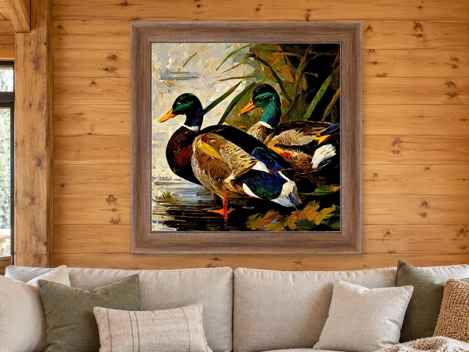 Quiet Elegance Mallard Ducks Framed Wall Art framed on a wall