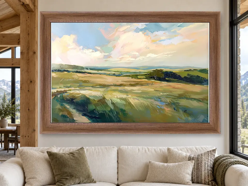 Wandering Impression Landscape Framed Wall Art framed on a wall