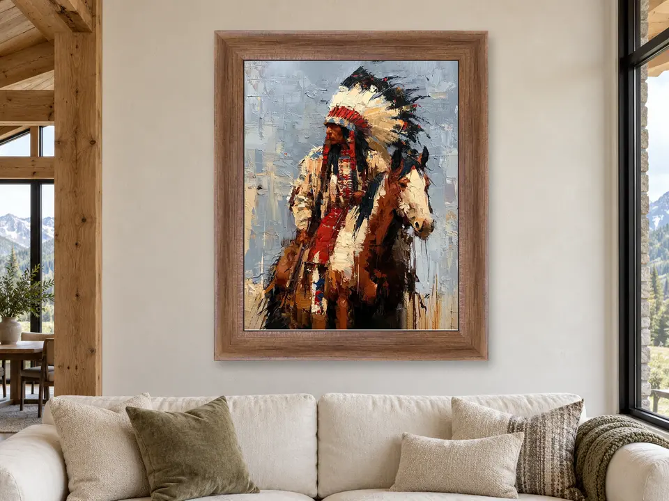 Wandering Passage Western Horseback Scene Framed Wall Art framed on a wall