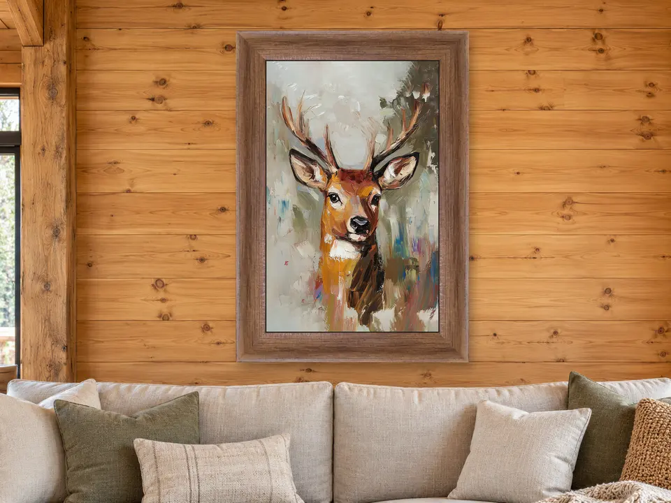 Tender Cadence Deer Framed Wall Art framed on a wall