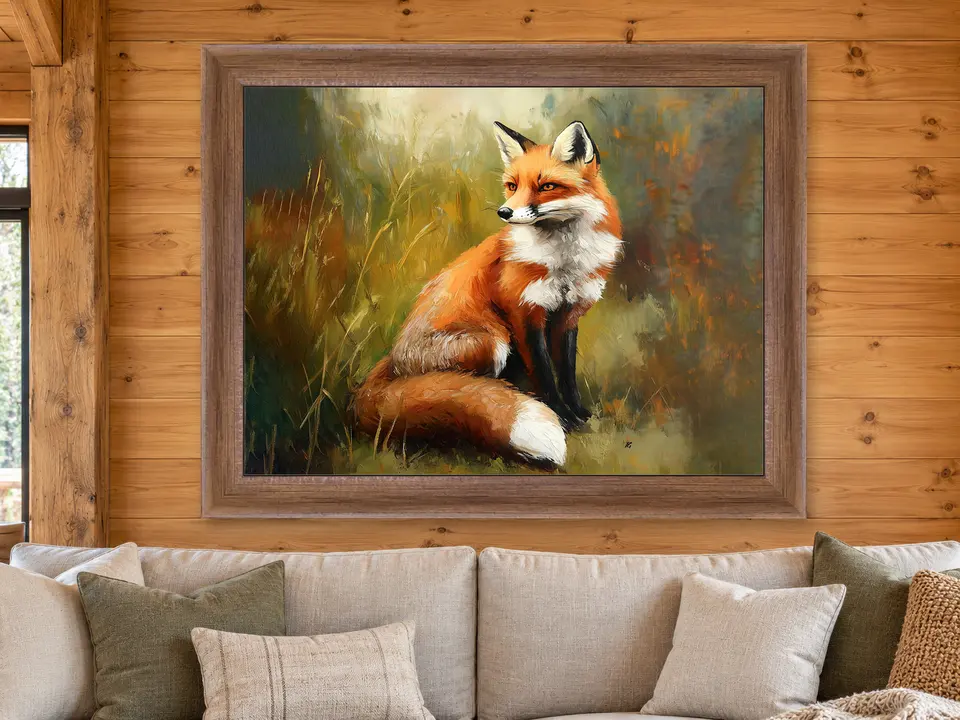 Silent Awakening Red Fox Framed Wall Art framed on a wall