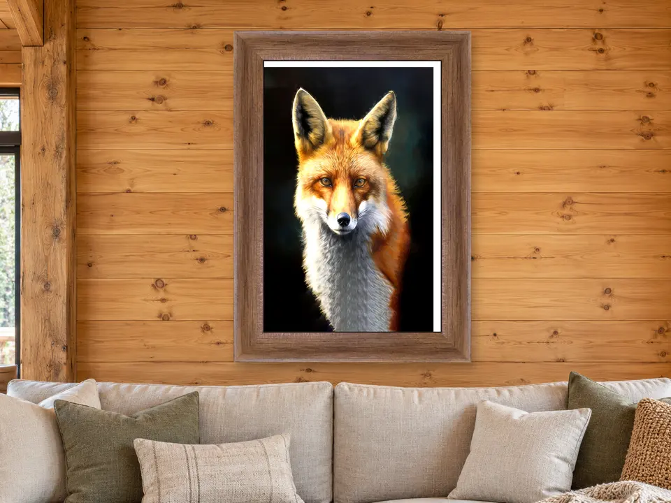 Wandering Muse Red Fox Framed Wall Art framed on a wall