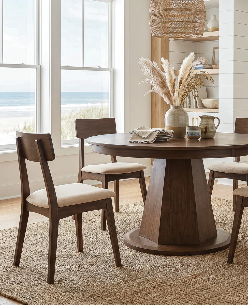 Atlas Single Pedestal Hardwood Dining Table