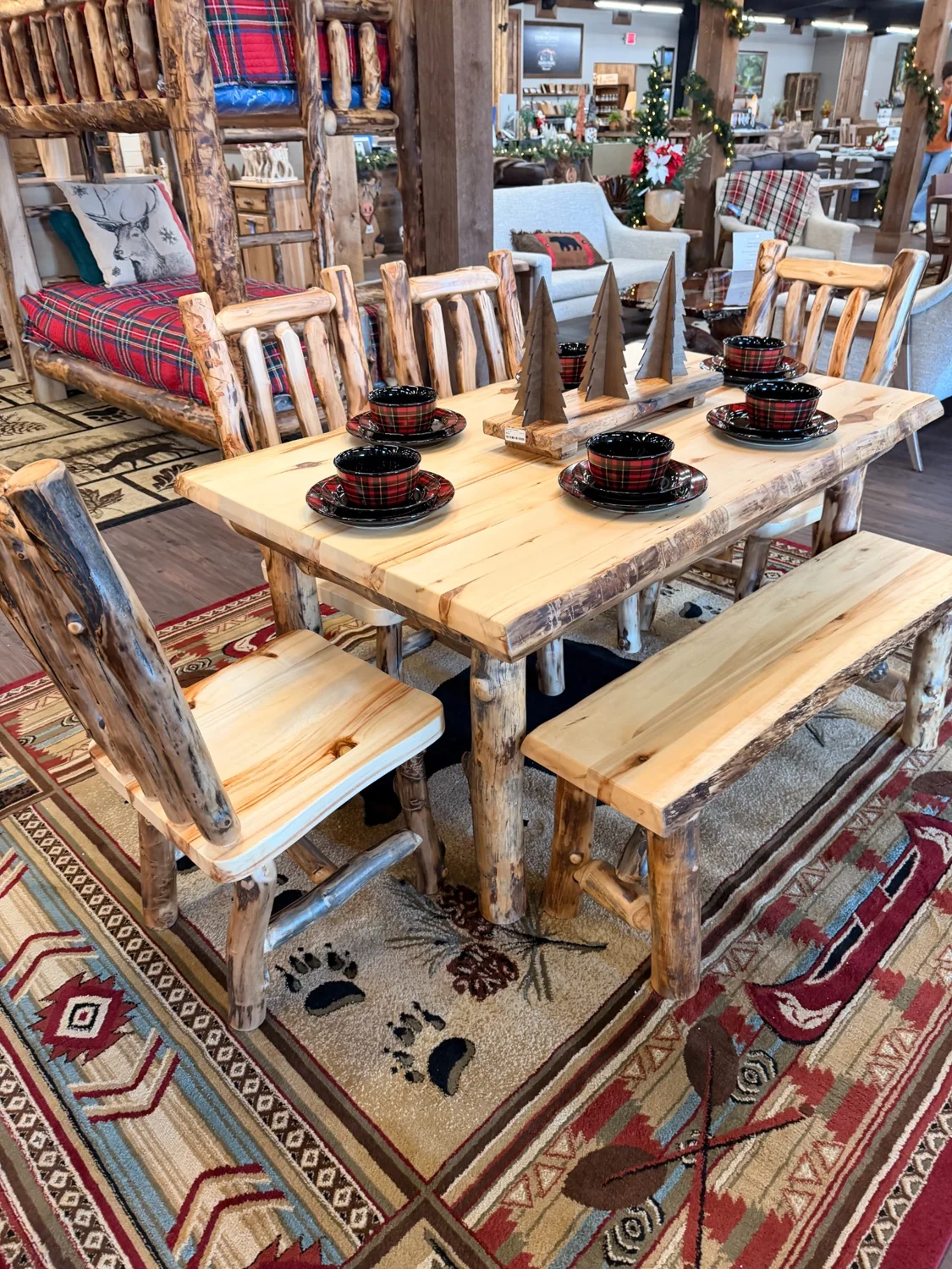 Aspen dining furniture on display in the Amish Home Furniture showroom