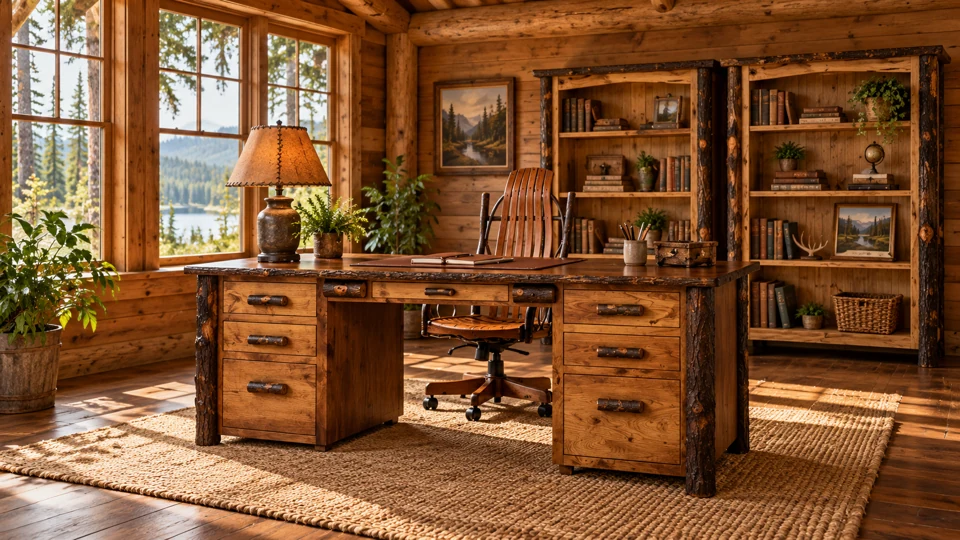 Office furniture in a home setting