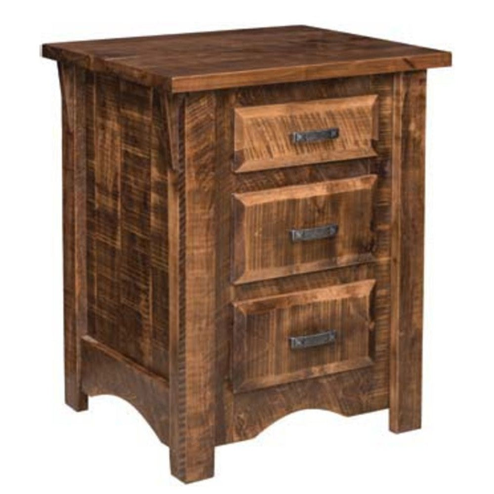 Rough Cut Maplewood 3 Drawer Nightstand