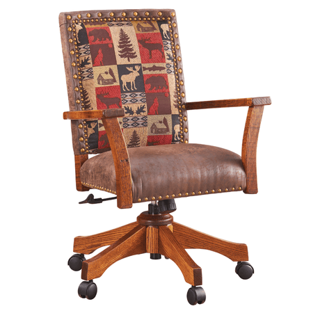 Upholstered Black Walnut Office Chair