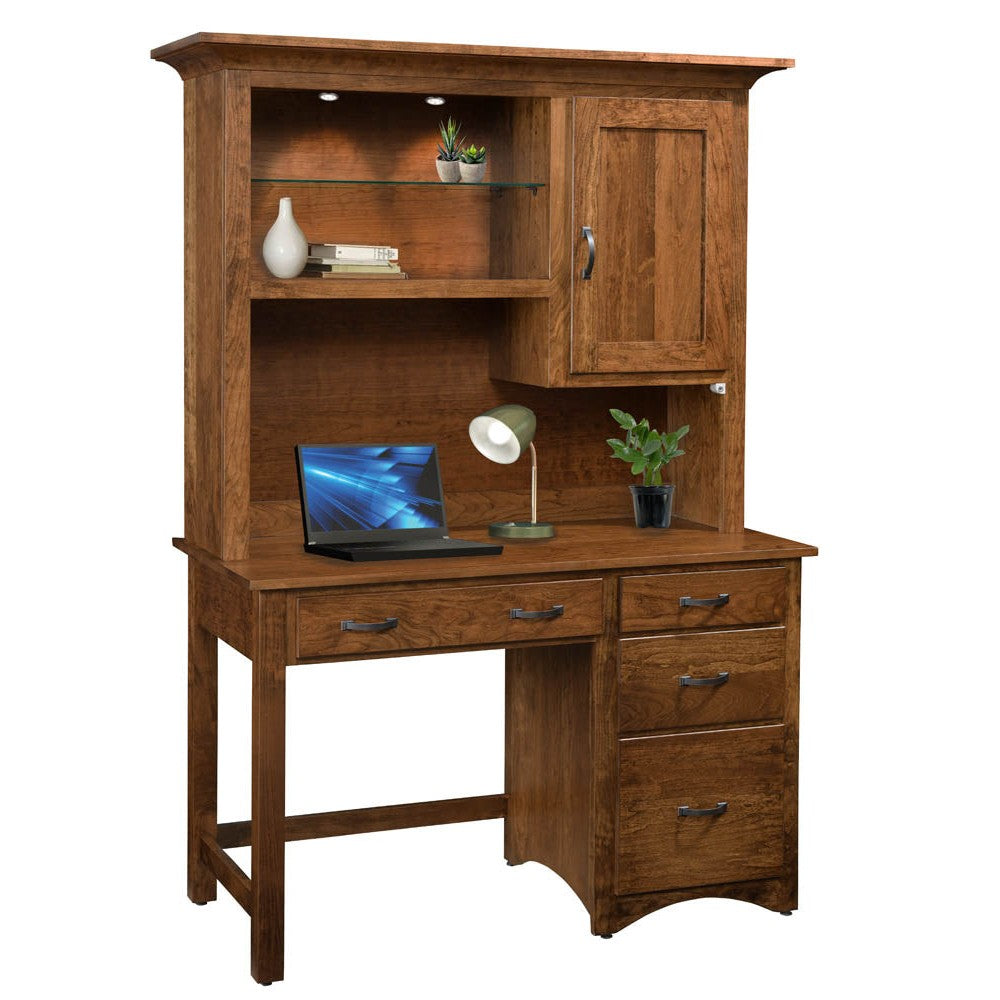 Shaker Single Pedestal Desk with Hutch