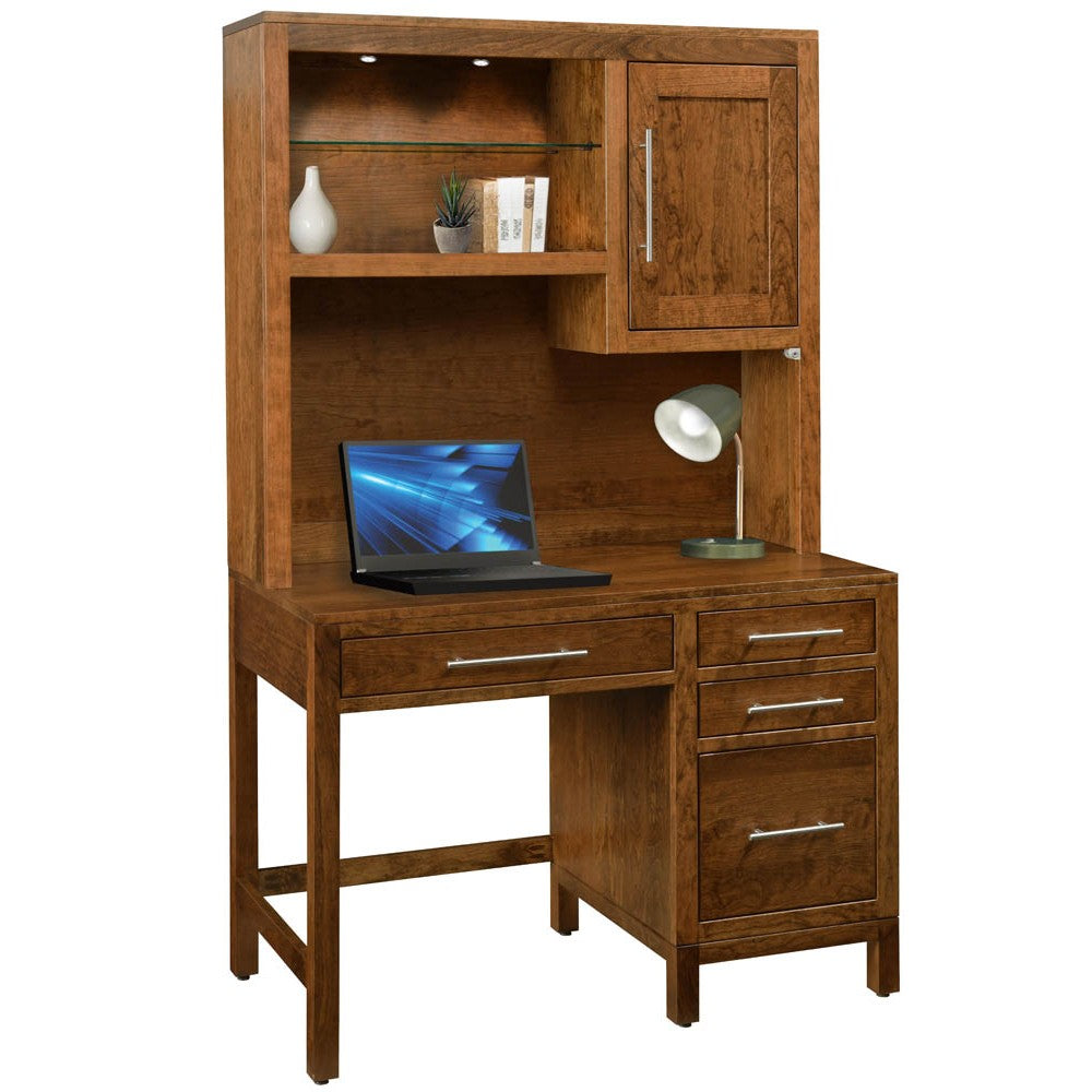 Vienna Single Pedestal Desk With Hutch