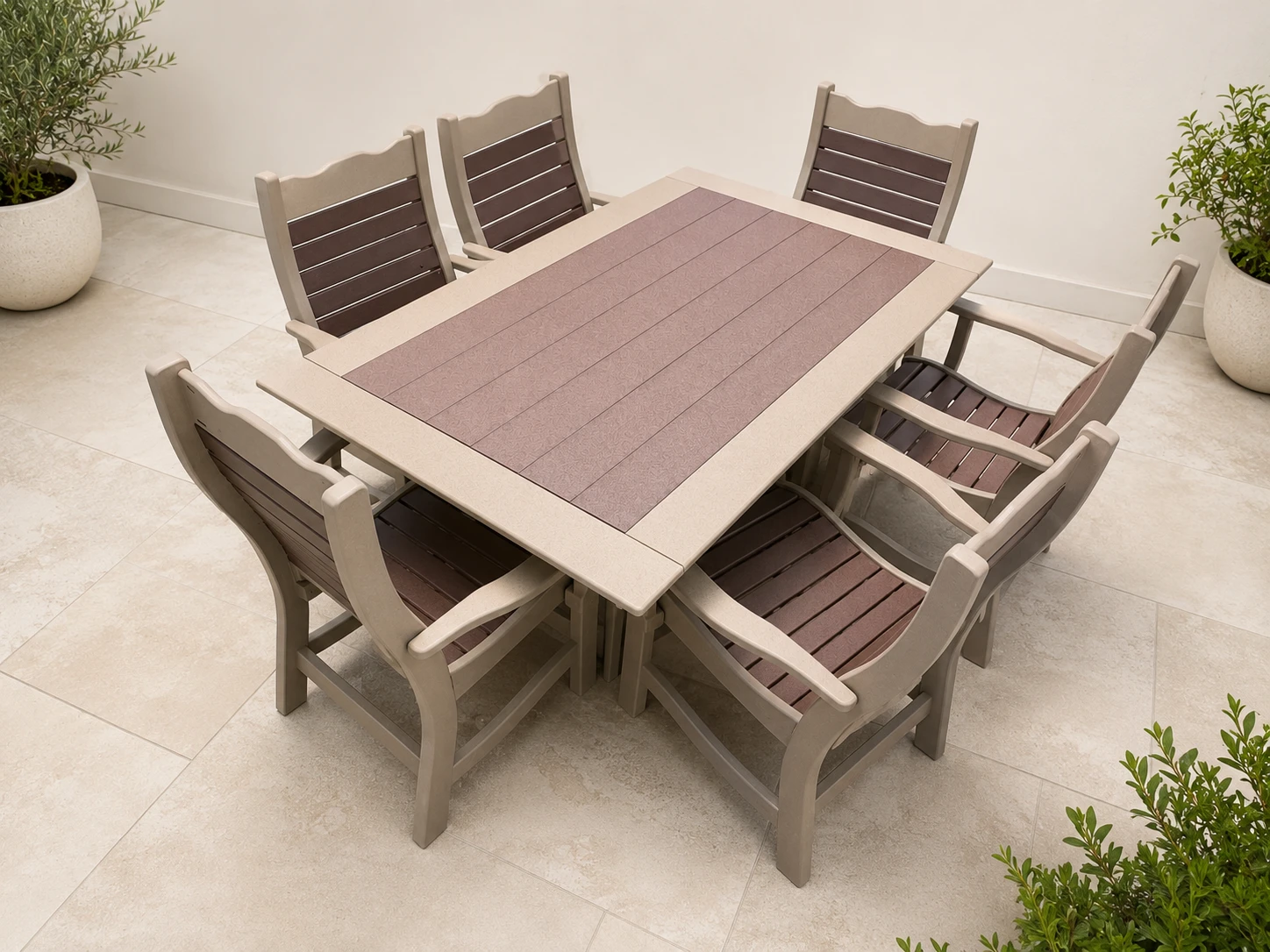 Lakeside Outdoor Poly Dining Table Set with 6 Chairs