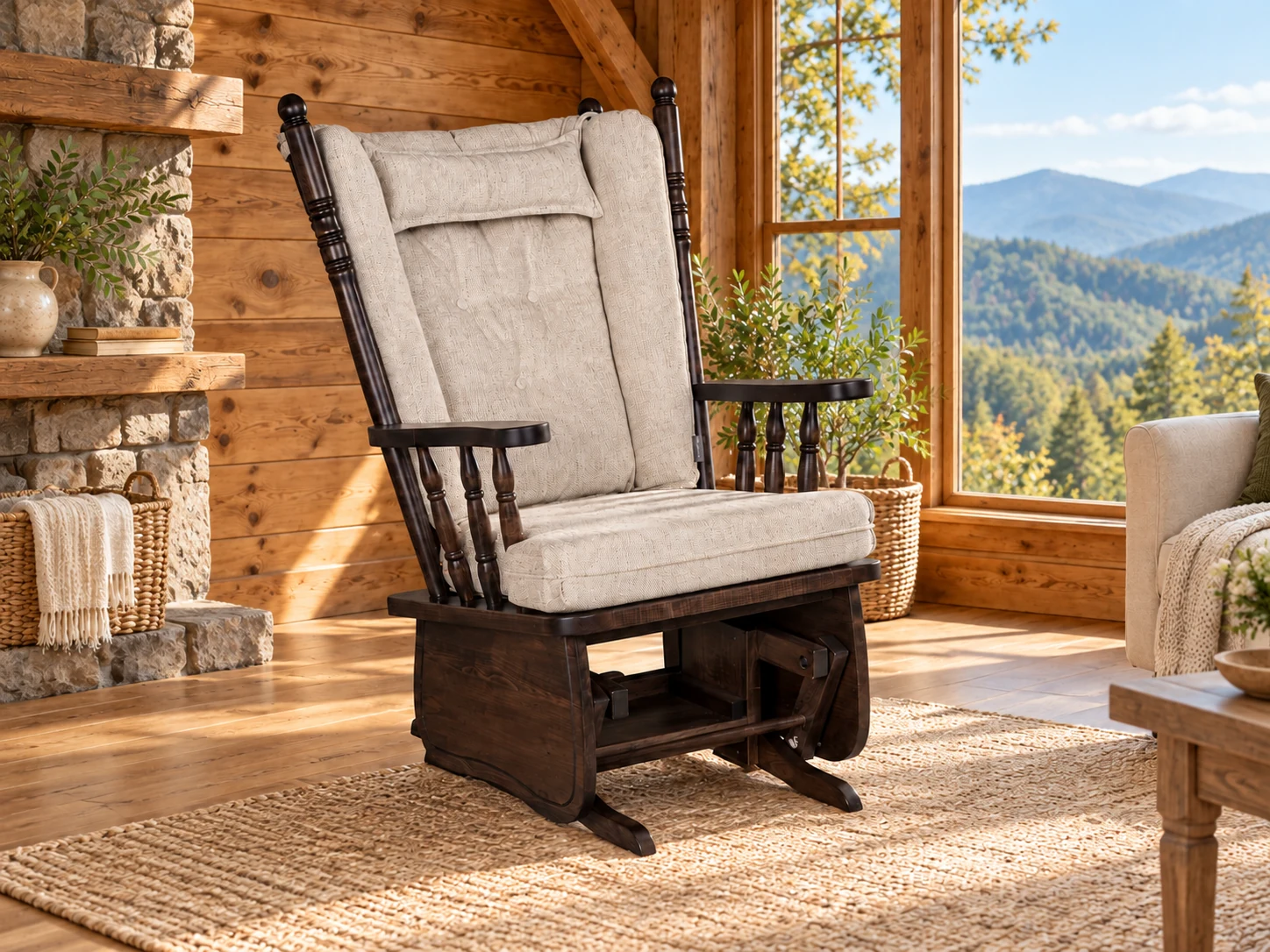 Four-Post Highback Hardwood Glider