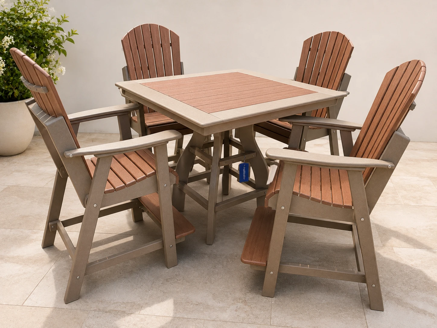 Outdoor Poly Counter-Height Dining Set with 4 Stationary Chairs