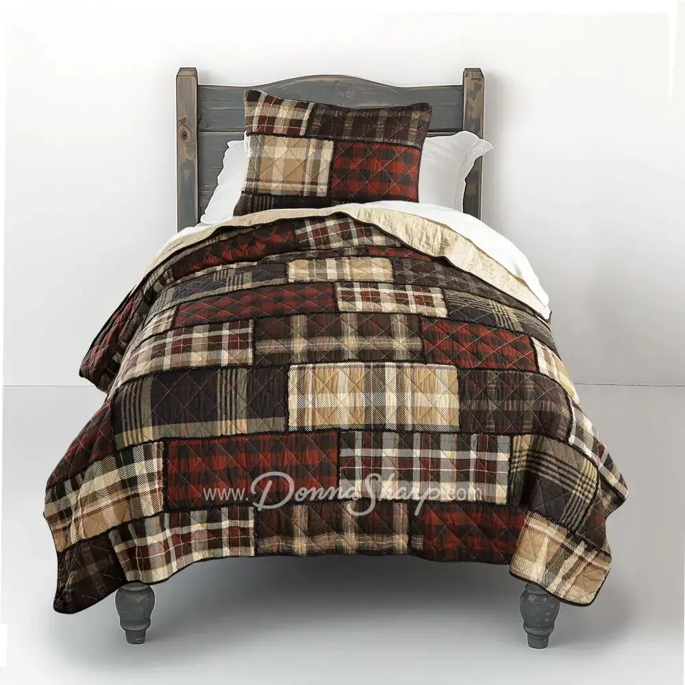 Lj Plaid Cotton Quilt Set