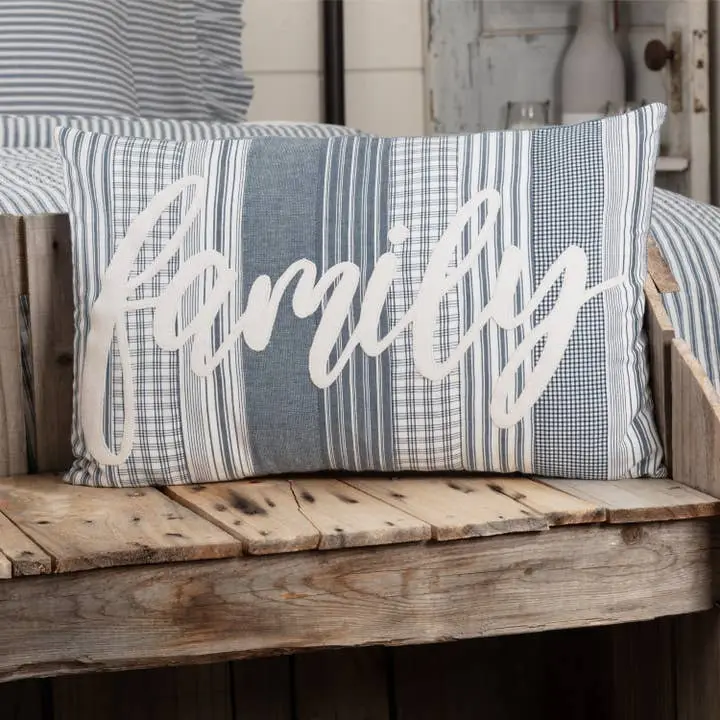 Sawyer Mill Blue Family Throw Pillow 14x22