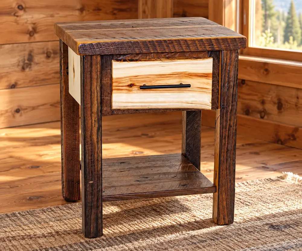 Visualisation Square Size Hearthside Barnwood Crossing Bed | Amish Home Furniture