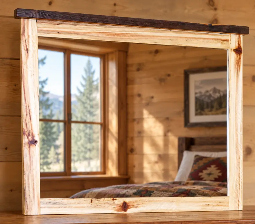 Visualisation Square Size Hearthside Barnwood Crossing Bed | Amish Home Furniture