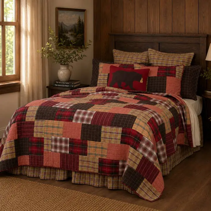 Wyatt Patchwork Quilt | Rustic Lodge Bedding Cal King