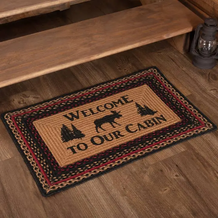 Cumberland Stenciled Moose Rect Jute Rug 20x30