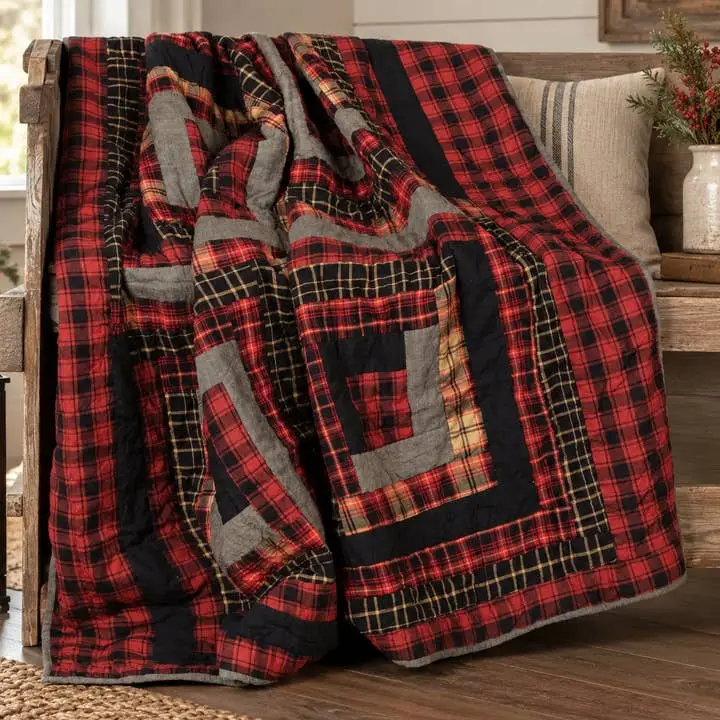 Cumberland Quilted Throw Blanket 55x70 Rustic Lodge Plaid